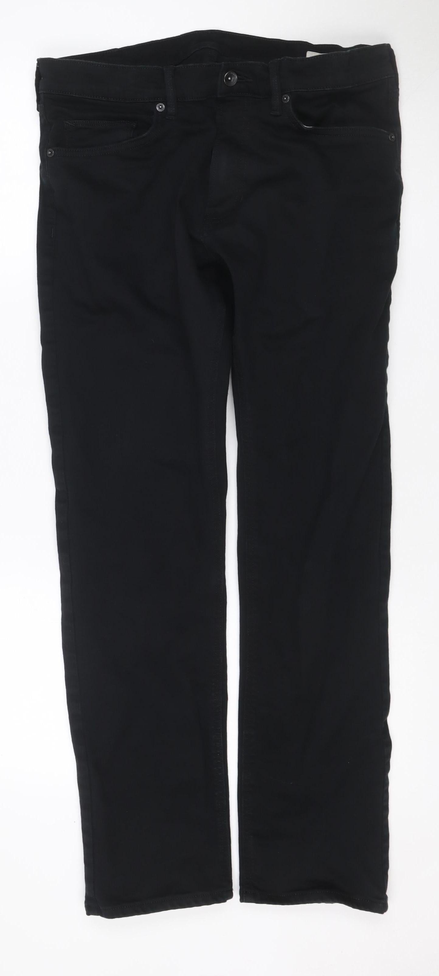 M&S Men’s Black 34 Cargo Trousers 33in Leg Stretch Zip Pockets