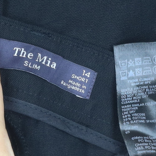 Marks and Spencer The Mia Women's Black Slim Trousers UK 14 Short