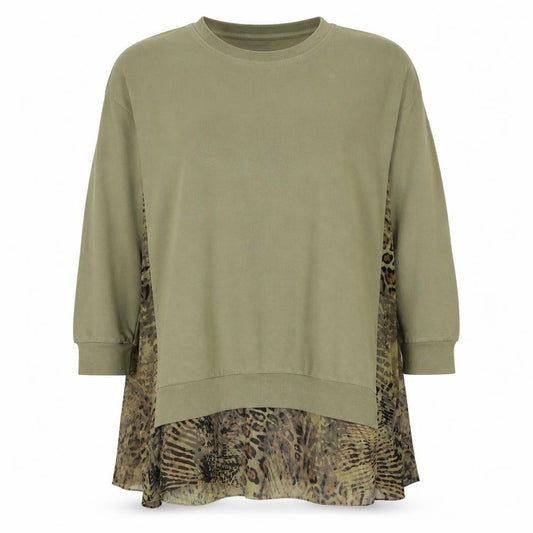 La Postcard Women Green Size 2 Leopard Print Long Sleeve Tunic Top