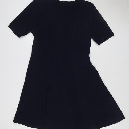 Banana Republic Women Navy Size 8 Knee Length Sheath Long Sleeve Dress