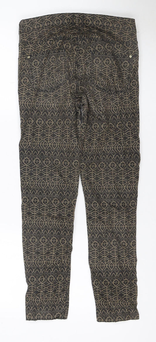 H&M Women’s Brown Aztec Geometric Skinny Stretch Jeans UK 10