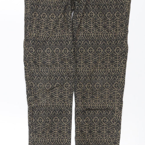 H&M Women’s Brown Aztec Geometric Skinny Stretch Jeans UK 10