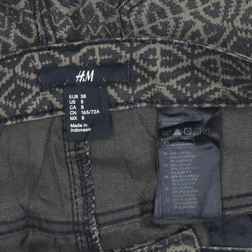 H&M Women’s Brown Aztec Geometric Skinny Stretch Jeans UK 10