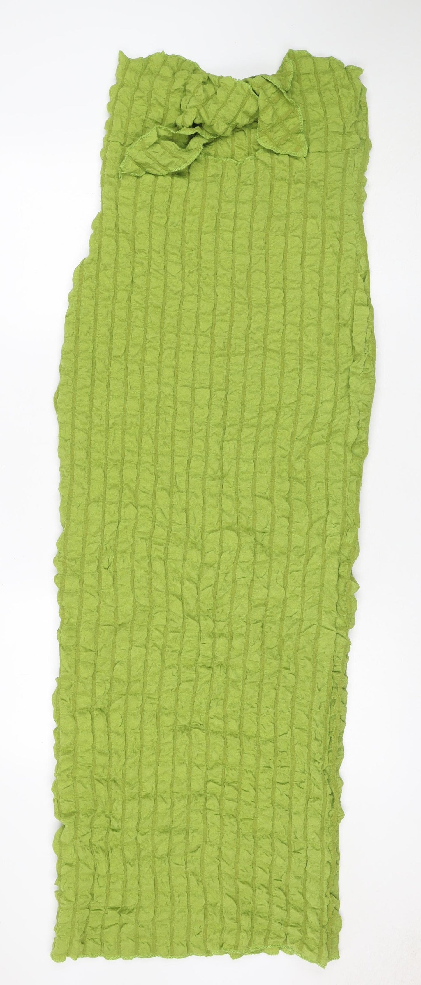 PrettyLittleThing Women Green UK 12 Ruffle Bodycon Knee Dress