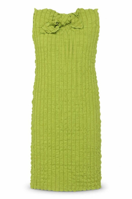 Front view of PRETTYLITTLETHING Women Green UK 12 Ruffle Bodycon Knee Dress