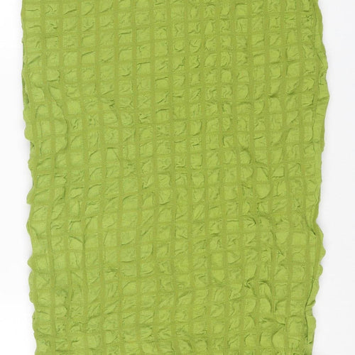 PrettyLittleThing Women Green UK 12 Ruffle Bodycon Knee Dress