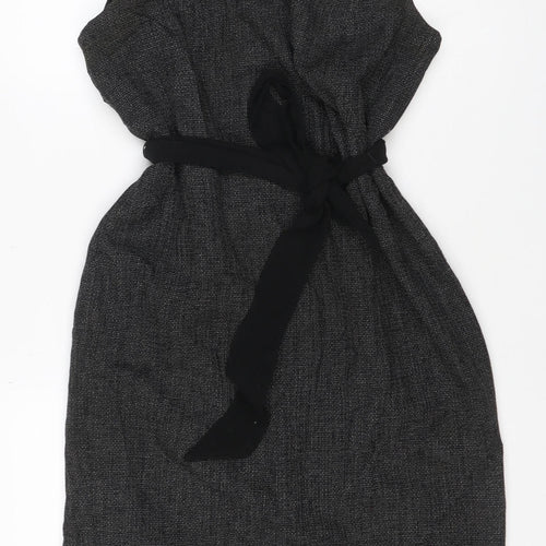 Wallis Women’s Black Silver Shimmer Fit & Flare Dress UK 16 Petite