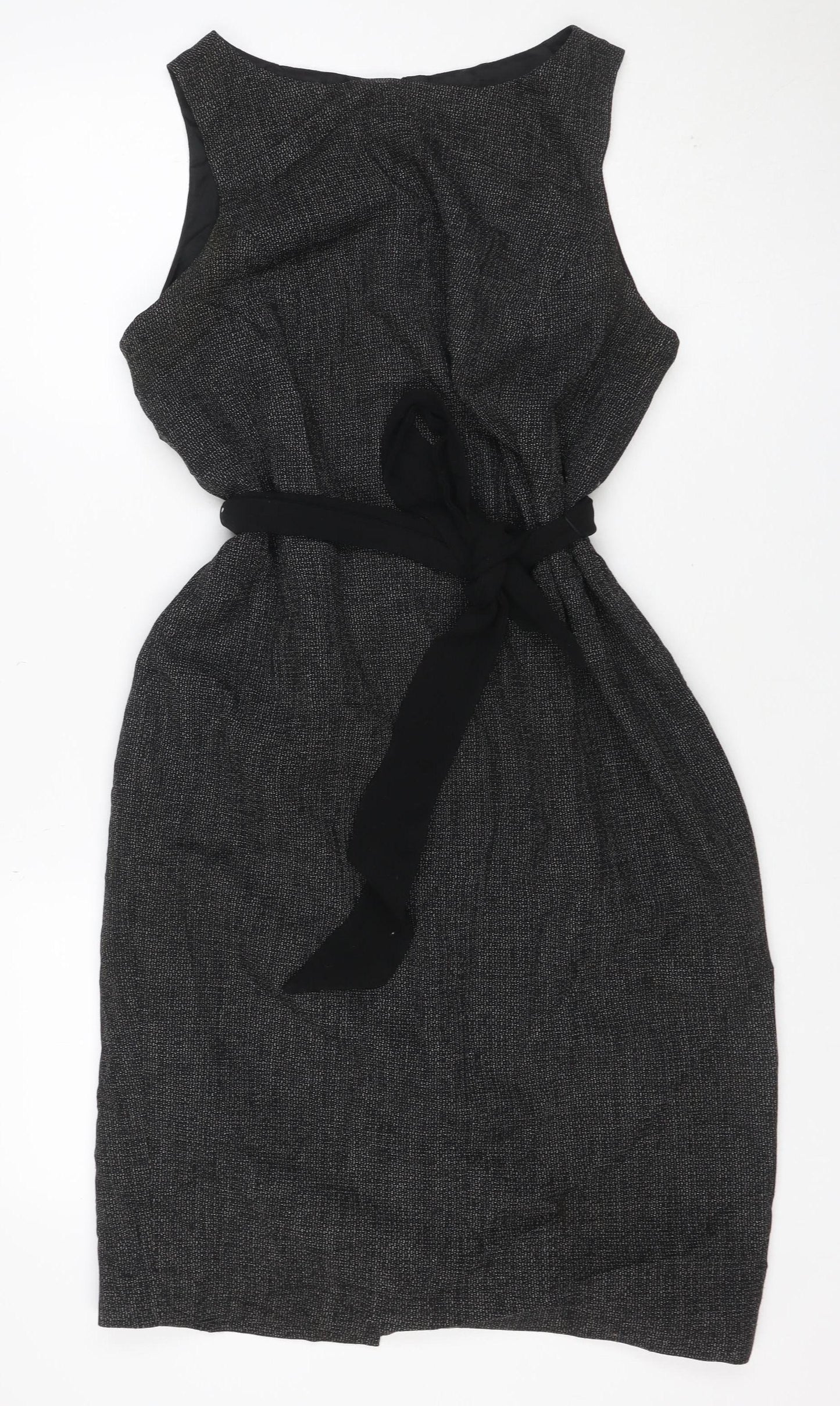 Wallis Women’s Black Silver Shimmer Fit & Flare Dress UK 16 Petite