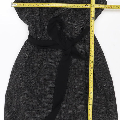 Wallis Women’s Black Silver Shimmer Fit & Flare Dress UK 16 Petite