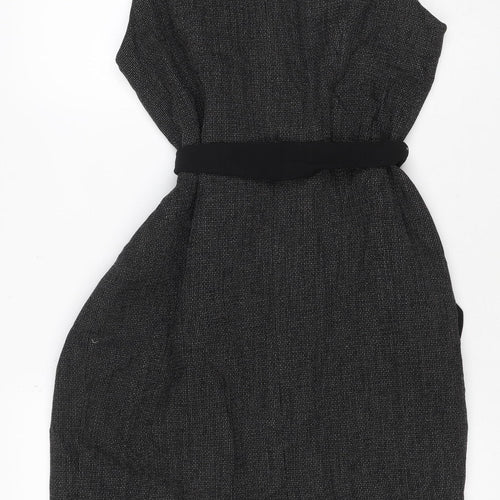 Wallis Women’s Black Silver Shimmer Fit & Flare Dress UK 16 Petite