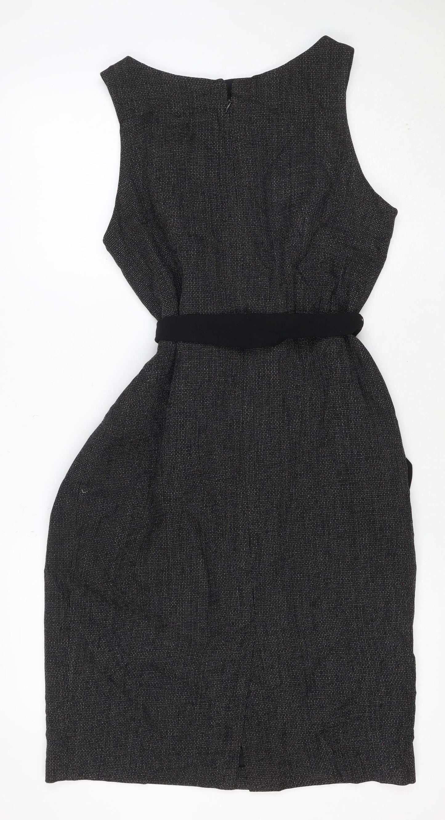 Wallis Women’s Black Silver Shimmer Fit & Flare Dress UK 16 Petite