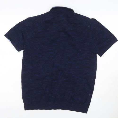 Marks and Spencer Men's Blue M Cotton Rich Short Sleeve Polo Shirt