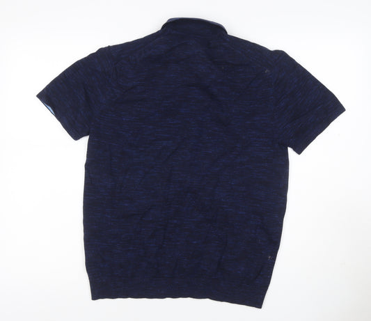Marks and Spencer Men's Blue M Cotton Rich Short Sleeve Polo Shirt