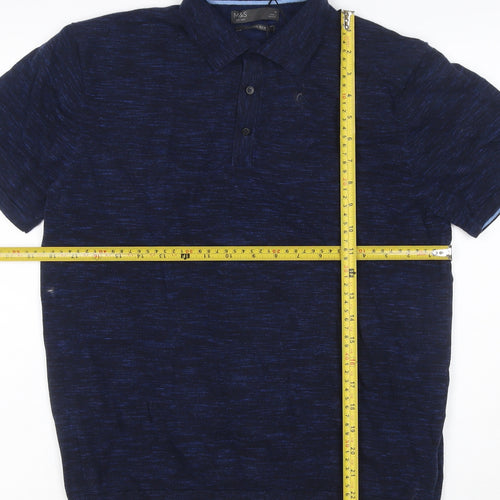Marks and Spencer Men's Blue M Cotton Rich Short Sleeve Polo Shirt