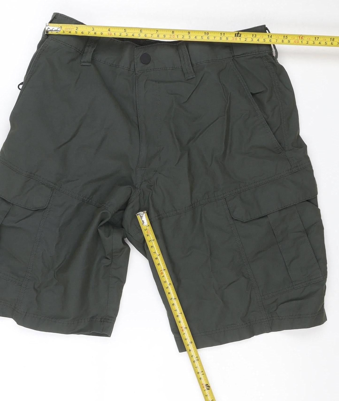 Marks & Spencer Men's Green 32in Cargo Shorts Cotton Blend Pockets