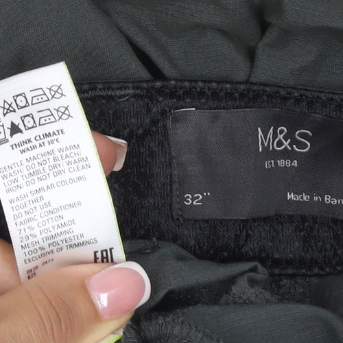 Marks & Spencer Men's Green 32in Cargo Shorts Cotton Blend Pockets
