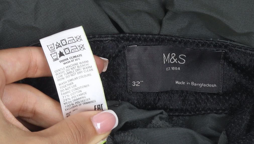 Marks & Spencer Men's Green 32in Cargo Shorts Cotton Blend Pockets