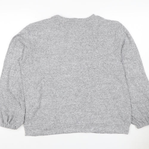 Dorothy Perkins Women Grey UK 14 Pullover Jumper Crochet Lace Balloon Sleeve