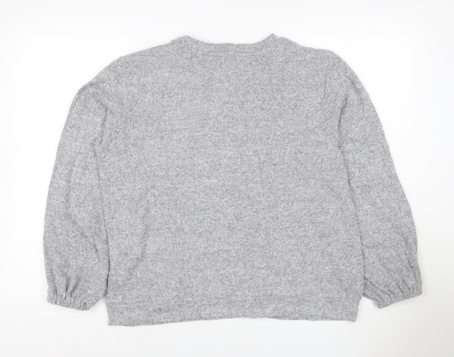 Dorothy Perkins Women Grey UK 14 Pullover Jumper Crochet Lace Balloon Sleeve