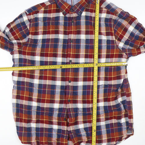 Marks & Spencer Men's Multicoloured L Plaid Cotton Button-Down Shirt