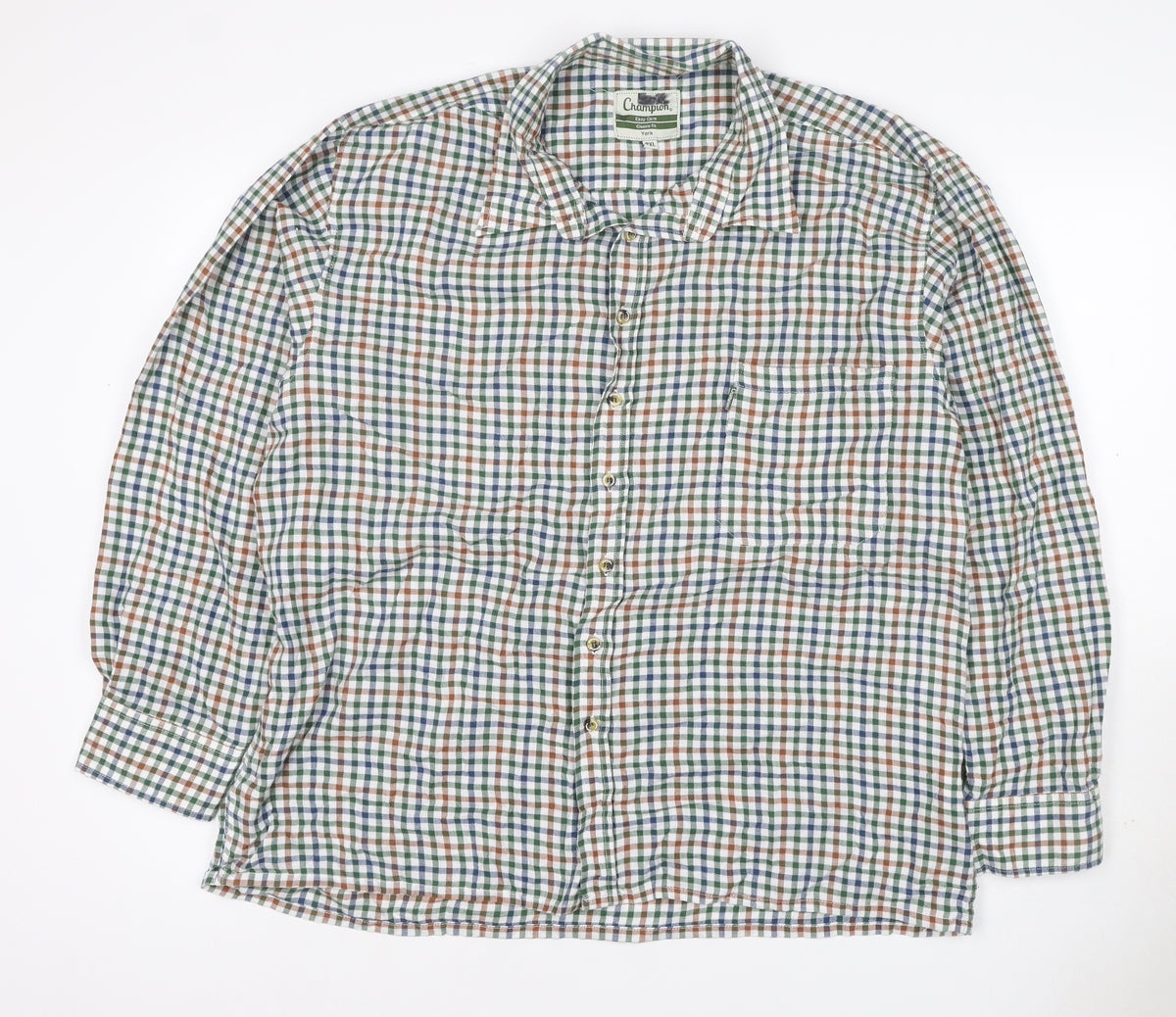 Back view of Champion Men’s 2XL Multicoloured Check Classic Fit Long Sleeve Shirt