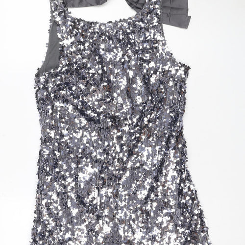 Nü Women Grey Sequin Halter Bodycon Mini Dress UK 12 Party