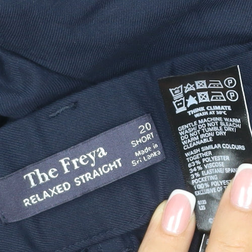 The Freya Women's Navy Size 20 Short Relaxed Straight Trousers