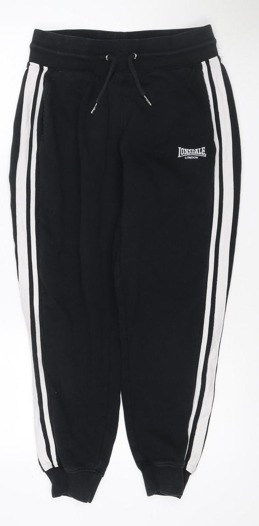 Lonsdale London Women Black UK 12 Jogger Track Pants Side Stripe