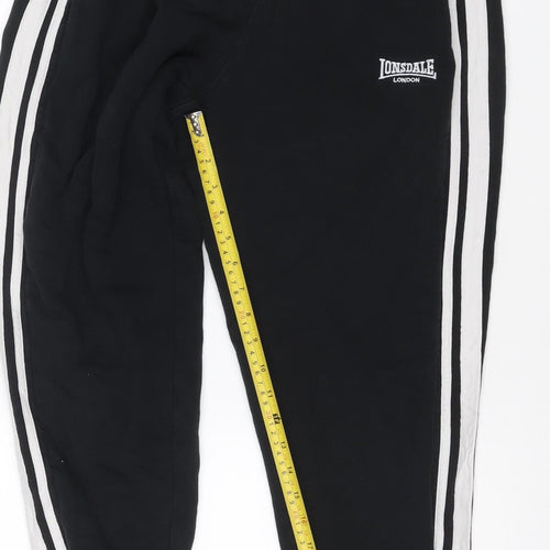 Lonsdale London Women Black UK 12 Jogger Track Pants Side Stripe