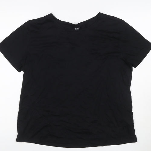 Pink Clam Women Black UK 14 Basic Crew Neck Stretch T-Shirt