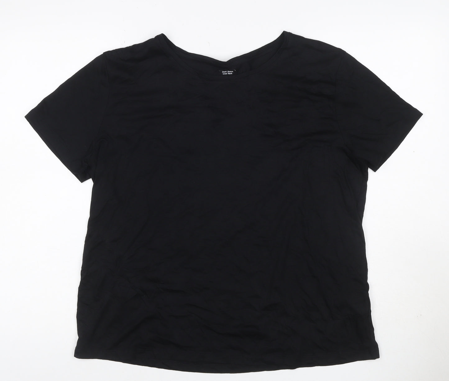 Pink Clam Women Black UK 14 Basic Crew Neck Stretch T-Shirt
