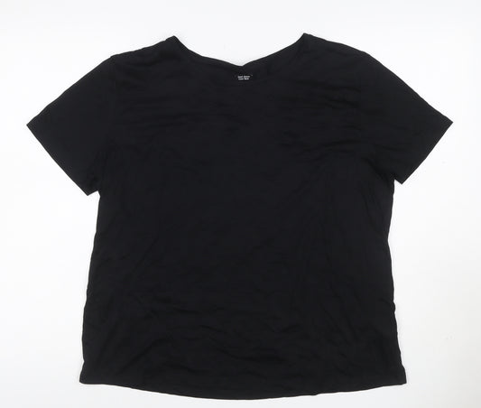 Pink Clam Women Black UK 14 Basic Crew Neck Stretch T-Shirt
