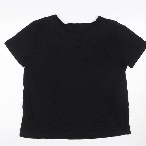 Pink Clam Women Black UK 14 Basic Crew Neck Stretch T-Shirt