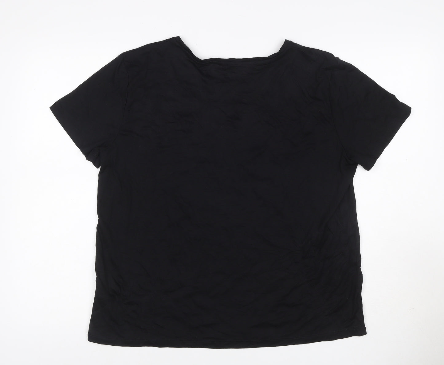 Pink Clam Women Black UK 14 Basic Crew Neck Stretch T-Shirt