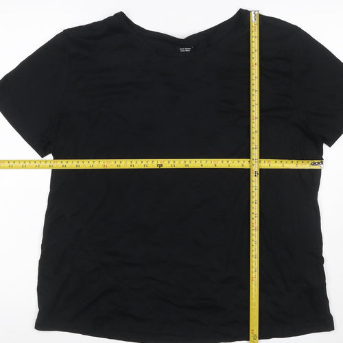 Pink Clam Women Black UK 14 Basic Crew Neck Stretch T-Shirt