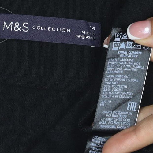 M&S Collection Women’s Black Size 14 Midi Flare Skirt Zip Workwear