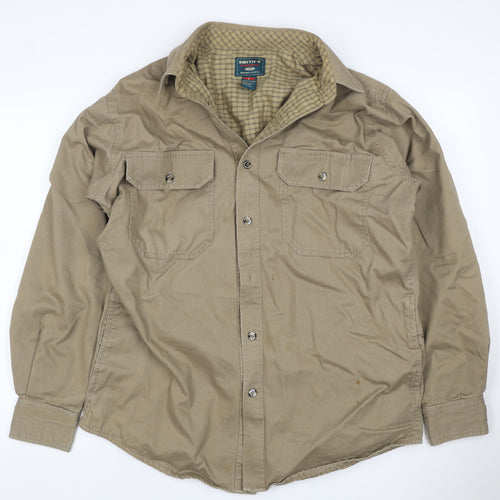 Smith's Workwear Men Beige L Military Cotton Button Jacket