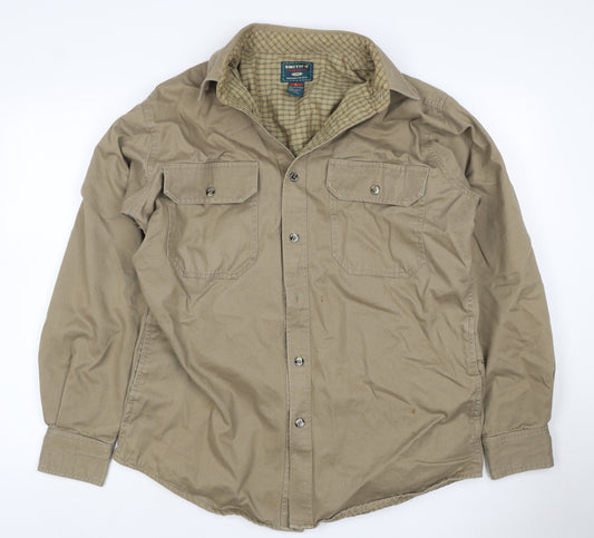 Smith's Workwear Men Beige L Military Cotton Button Jacket