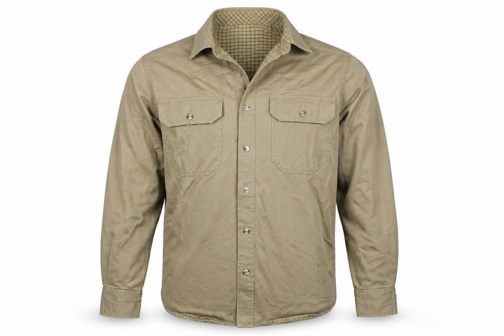 Smith's Workwear Men Beige L Military Cotton Button Jacket