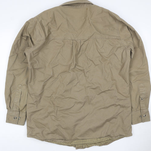 Smith's Workwear Men Beige L Military Cotton Button Jacket