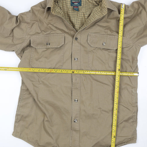 Smith's Workwear Men Beige L Military Cotton Button Jacket