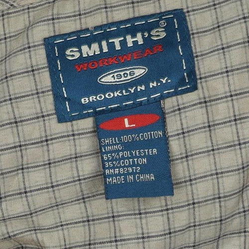 Smith's Workwear Men Beige L Military Cotton Button Jacket