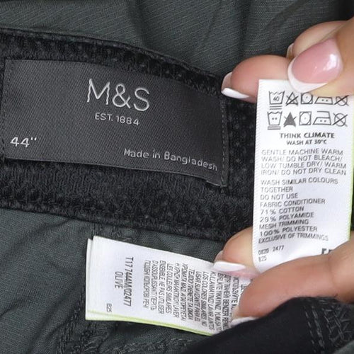 M&S Men’s Olive 44in Cargo Shorts Lightweight Multi Pocket