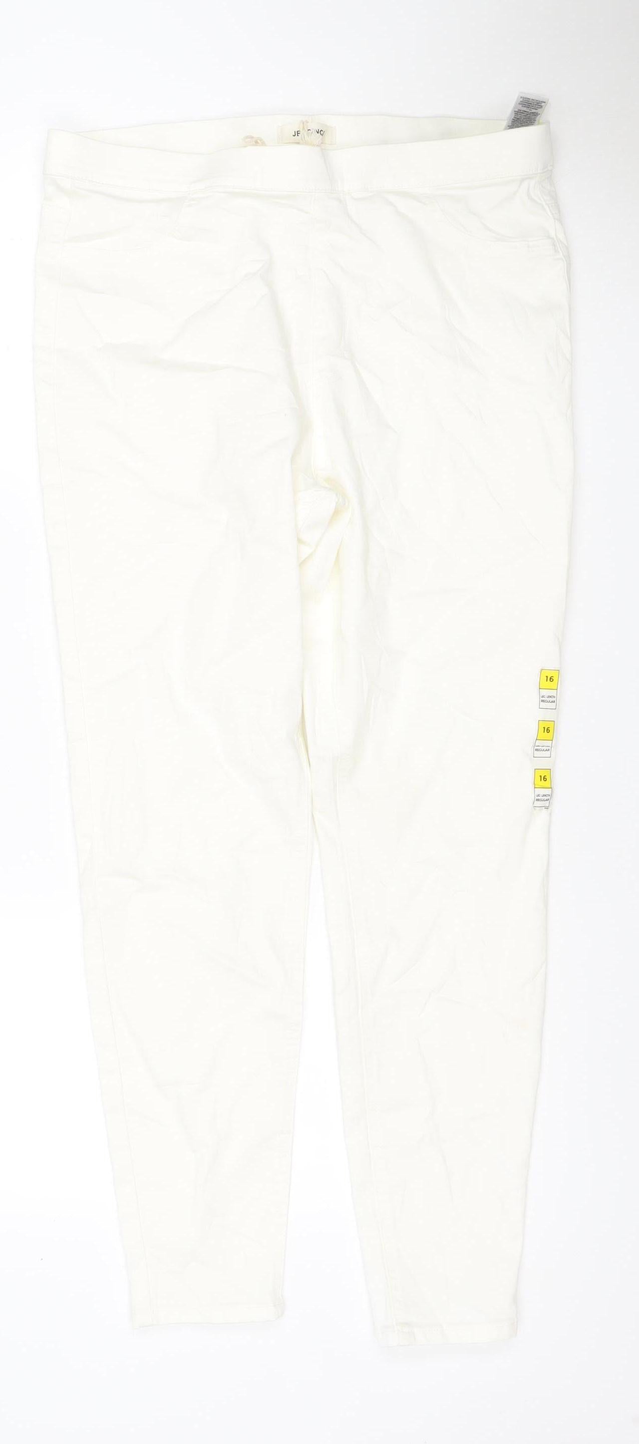 Marks & Spencer Women Ivory UK 16 Straight Stretch Jeans Regular