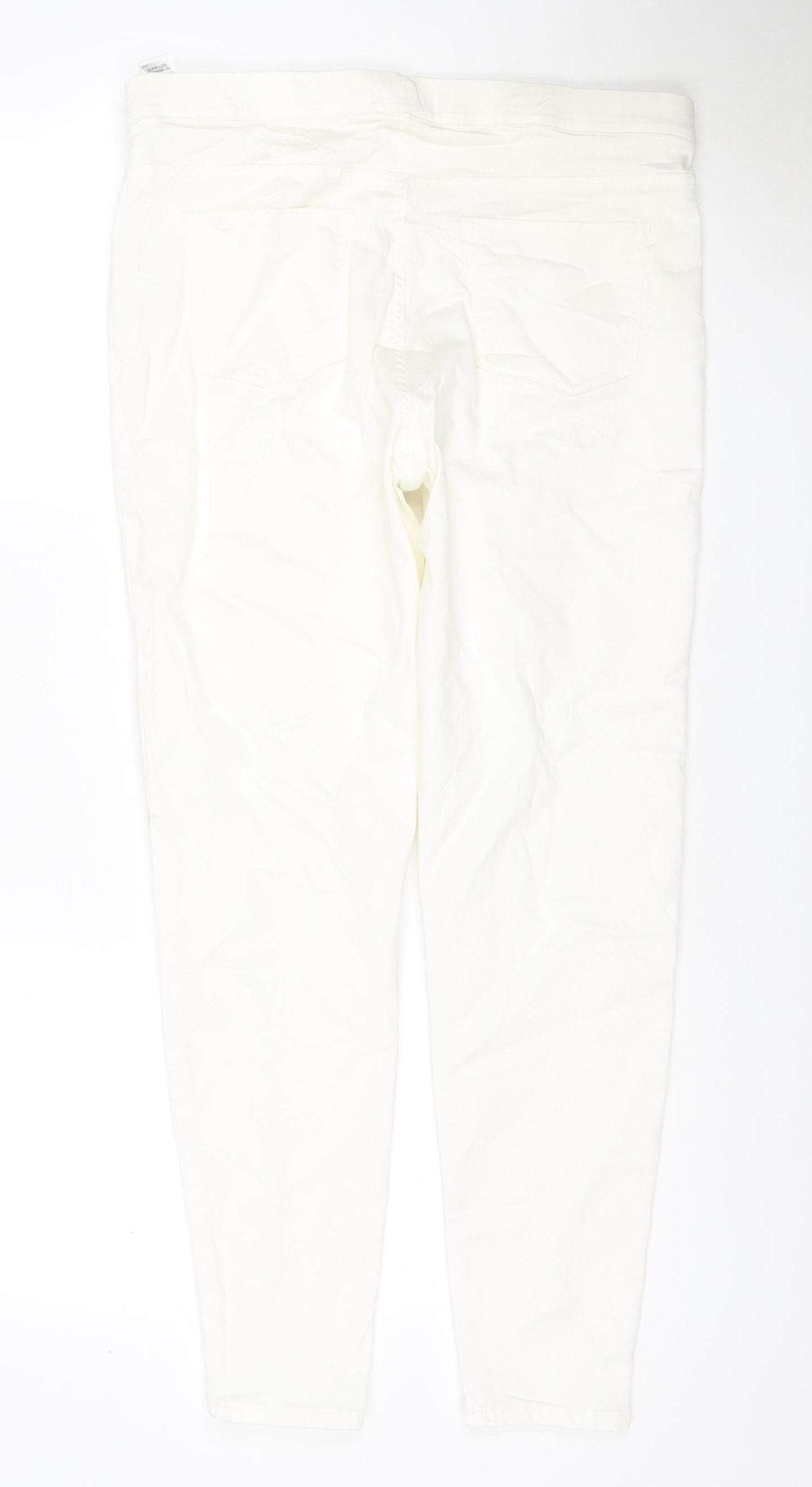 Marks & Spencer Women Ivory UK 16 Straight Stretch Jeans Regular