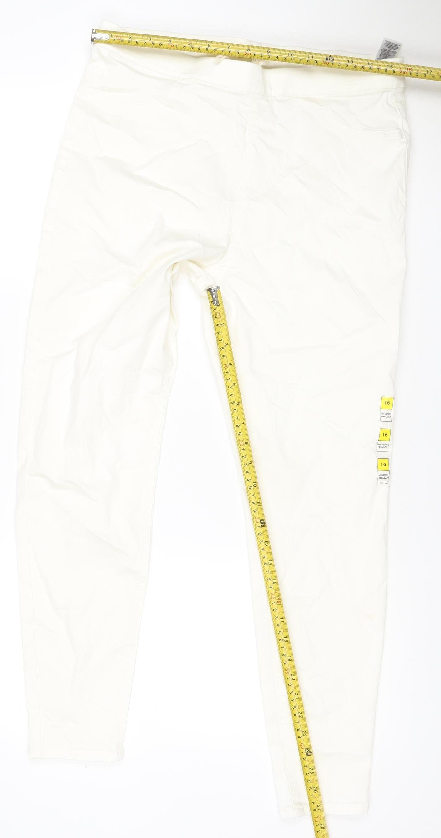 Marks & Spencer Women Ivory UK 16 Straight Stretch Jeans Regular