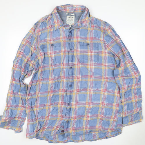 Fat Face Men's Blue Check Cotton XL Long Sleeve Button-Up Casual Shirt