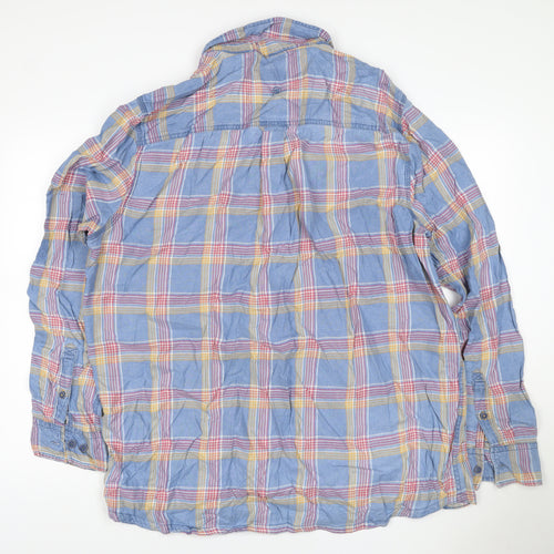 Fat Face Men's Blue Check Cotton XL Long Sleeve Button-Up Casual Shirt