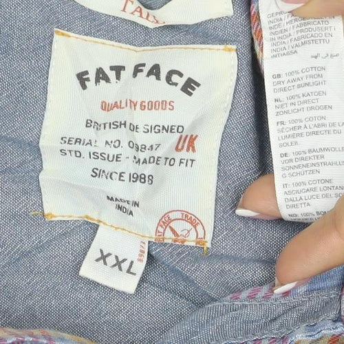 Fat Face Men's Blue Check Cotton XL Long Sleeve Button-Up Casual Shirt