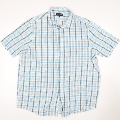 Taylor & Wright Men's Blue Check Short Sleeve Button-Up Shirt 2XL